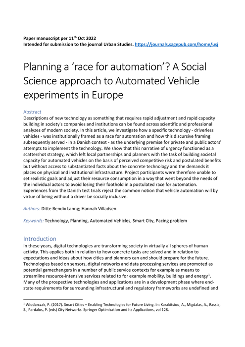 Output Planning a race for automation